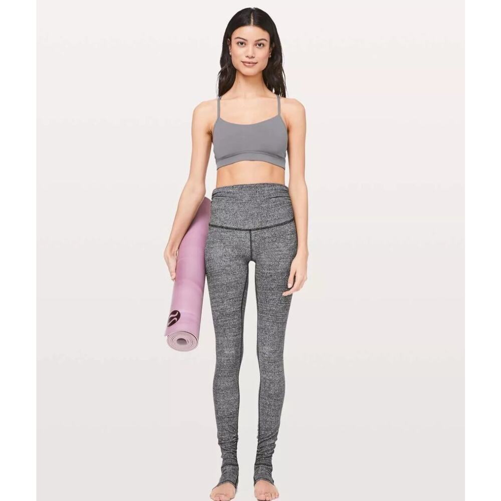 Lululemon Still Mind Tight 28" Interlink Women's Ice Grey Black Size 2